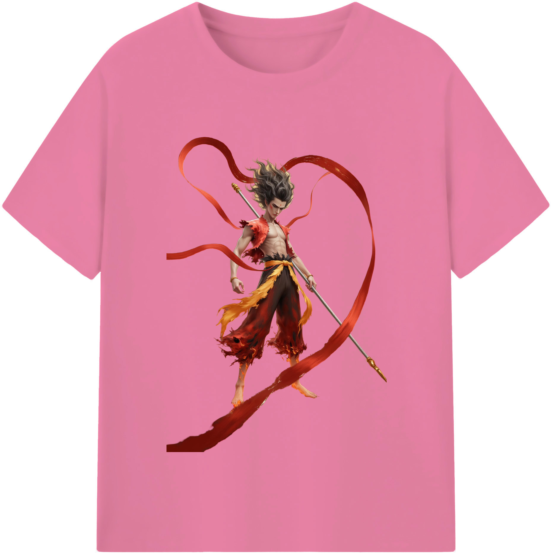 （画像用） Ne Zha 2 ナタ 魔童の大暴れ 綿100％半袖Tシャツ（フロントプリント）